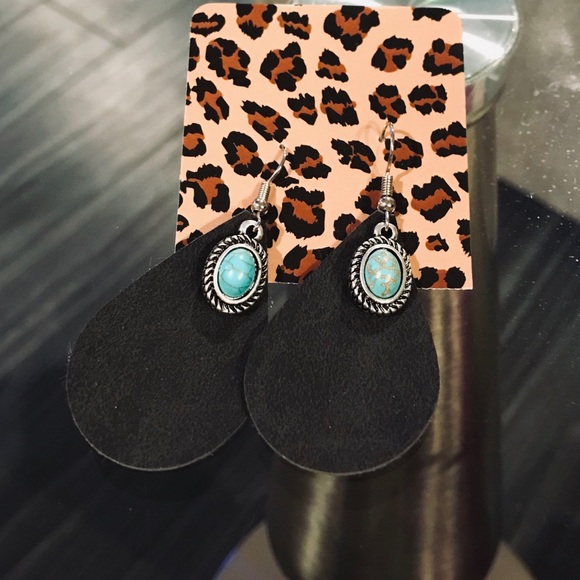 Jewelry - SOLD OUT New Black & Turquoise Charm Earrings!